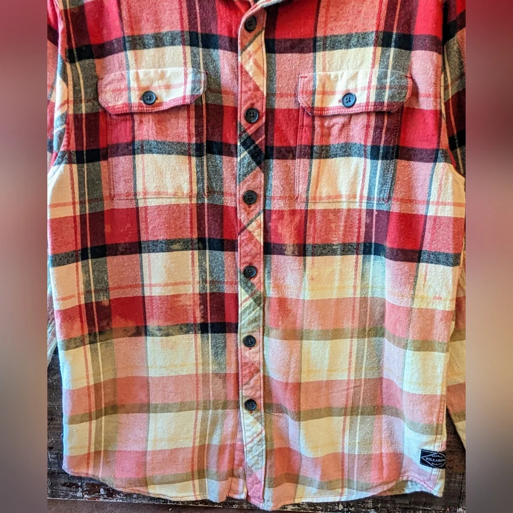 Upcycled Handcrafted Dip Dyed Bleached Flannel Shirt With Guns N Roses - Picture 11 of 13